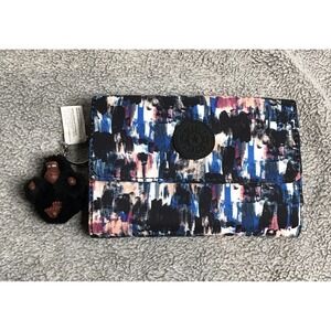 NEW Kipling PIXI Medium Trifold Organizer‎ Wallet Multi Color Gorilla Keychain